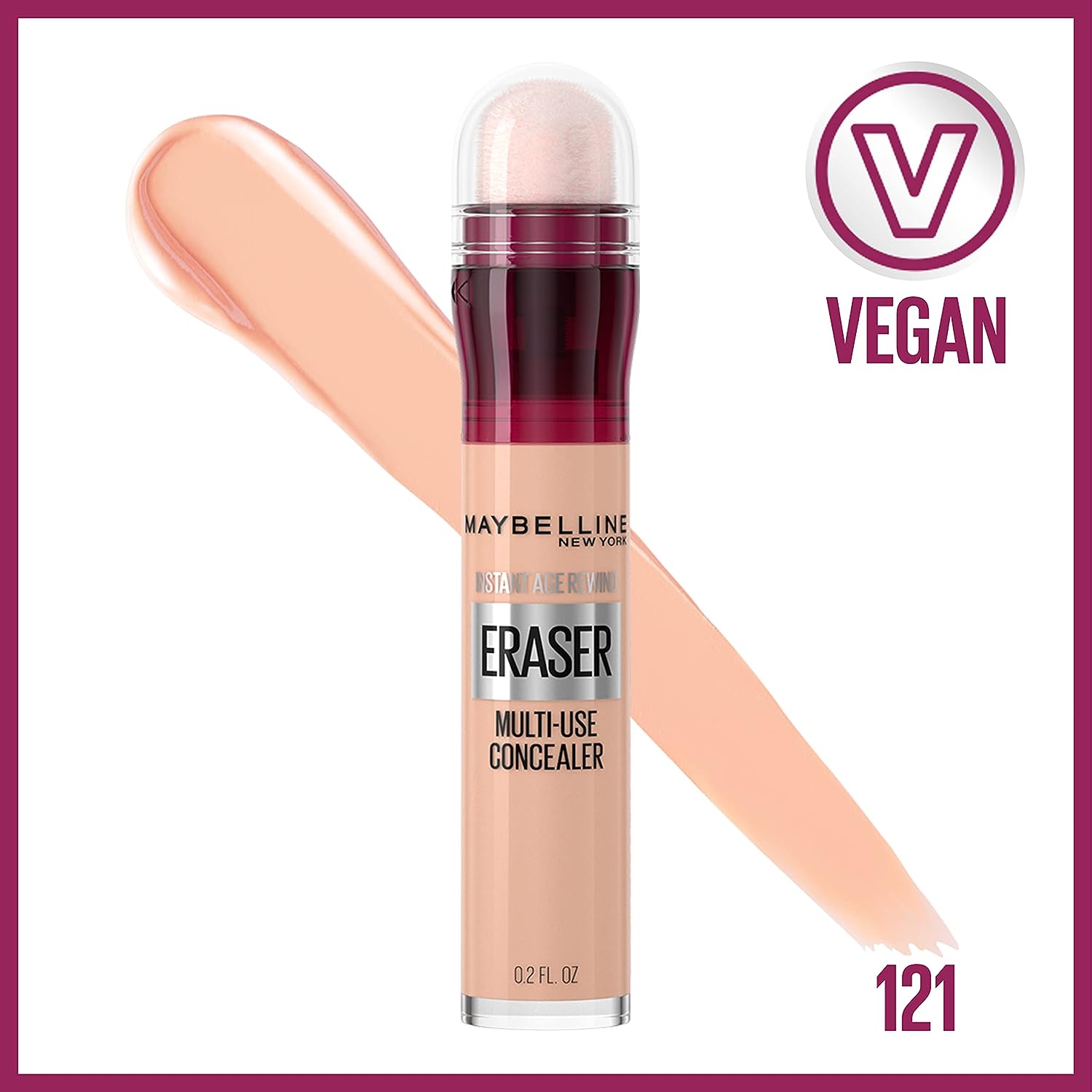 Maybelline New York Instant Age Rewind Eraser Dark Circles Treatment Multi-Use Concealer, 121, 1 Count (Packaging May Vary)