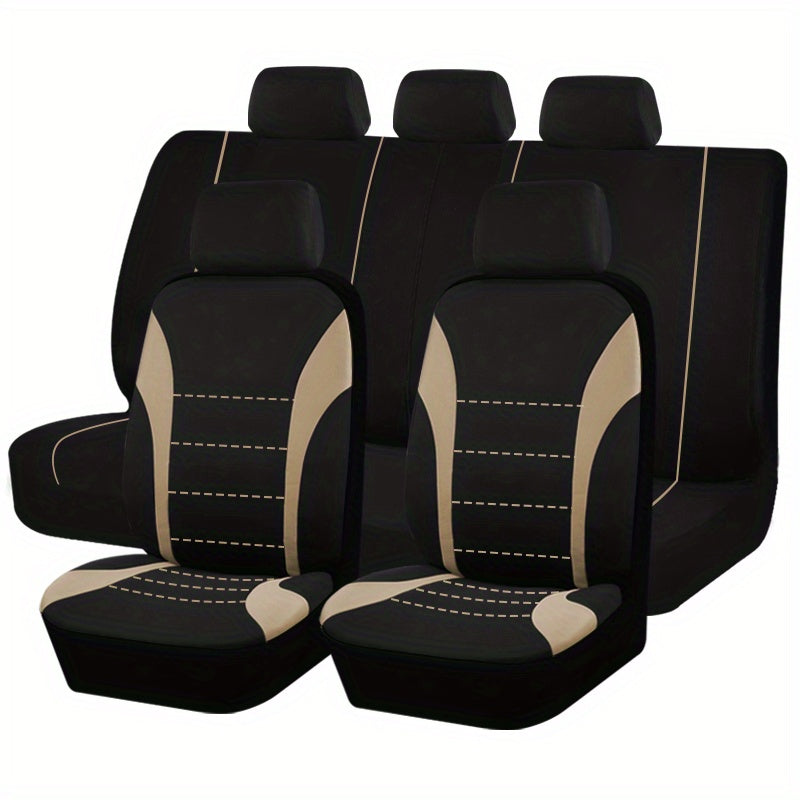 Upgrade Your Car with 9pcs Set of Universal Seat Covers: Airbag Safe, Five Seats, Black, Gray, Pink, Blue &amp; Red!