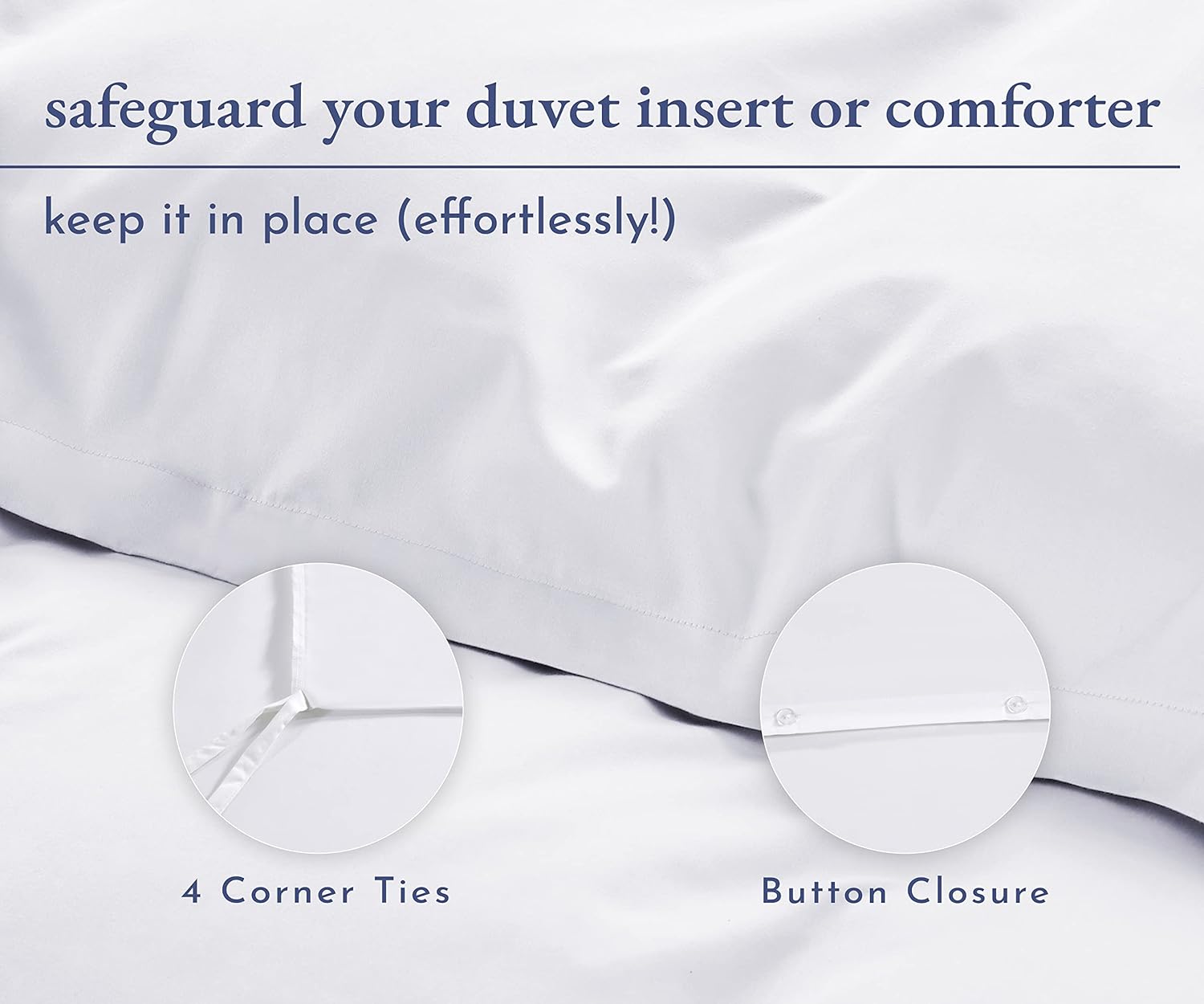 California  Den Cotton Duvet Cover - Premium 400 Thread Count Comforter Cover, Soft Sateen Weave, Button Closure and Corner Ties (1 Piece, Pure White, Queen)