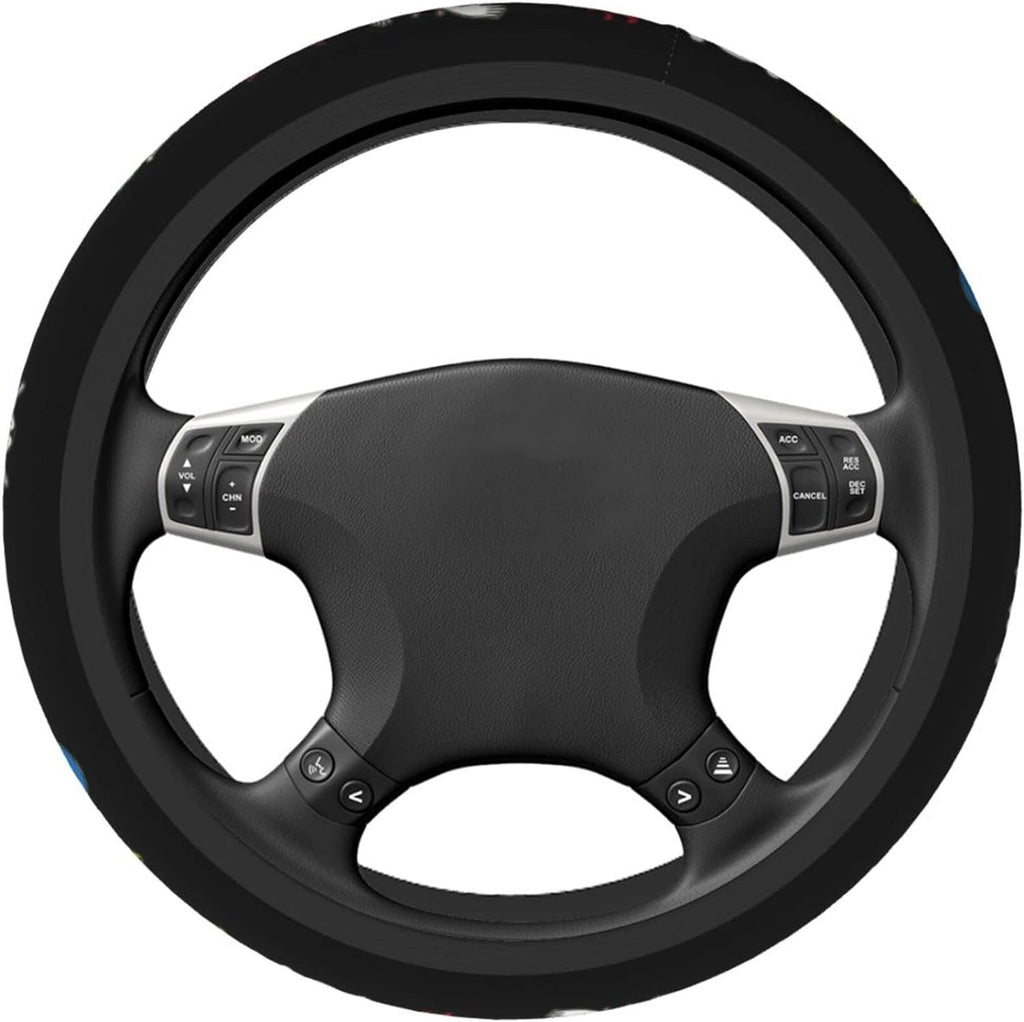 Anime Steering Wheel Cover Anime Car Accessories for Men Women with 2 Pcs Car Air Freshener, 15 Inch Anti-Slip Car Steering Wheel Covers Universal Fit