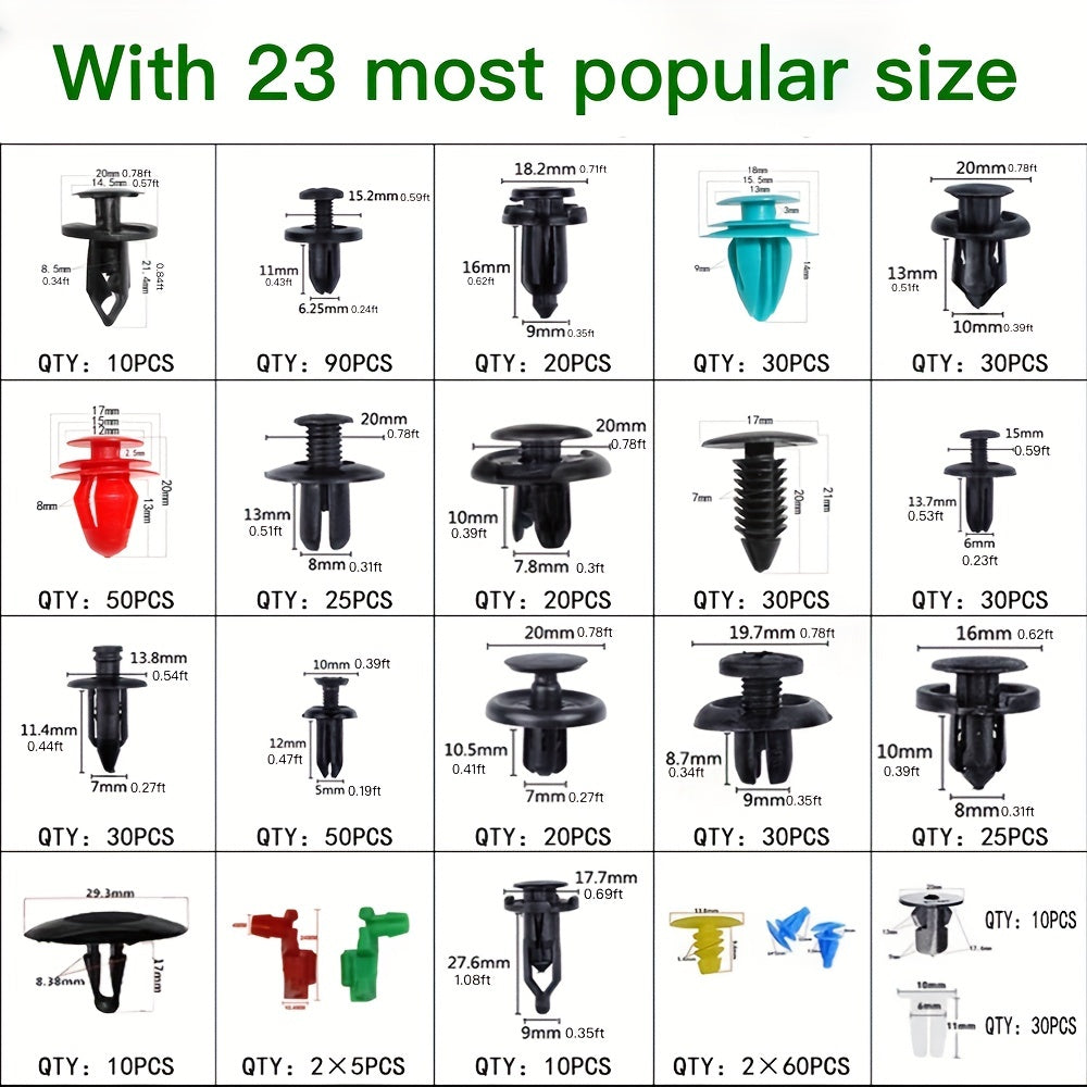 680 Pcs Car Push Retainer Clips Kit - Plastic Door Panel Fasteners, Fender Bumper Clips &amp; Most Popular Sizes Auto Push Pin