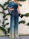 Fashion Blue Elegant Holiday Casual Jumpsuit Women