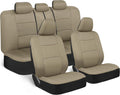BDK PolyPro Seat Covers Full Set in Solid Beige – Front and Rear Split Bench Seat , Easy to Install for Auto Trucks Van SUV Car
