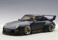 Porsche RWB 993 Matt Black with Gold Wheels 1/18 Model Car by Autoart