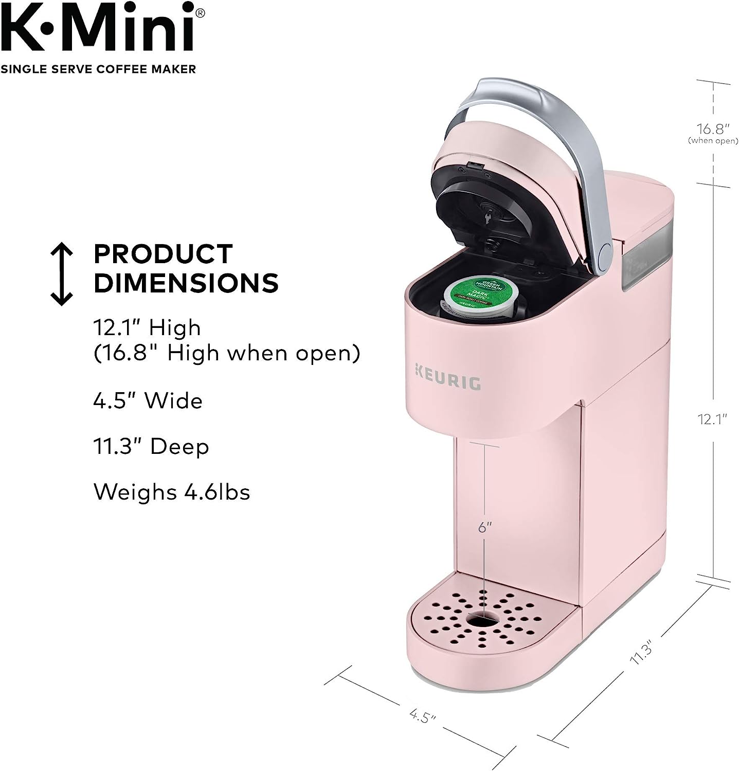 Keurig K-Mini Single Serve K-Cup Pod Coffee Maker, Dusty Rose