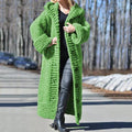 Simple Women Hooded Solid Color Long Cardigan