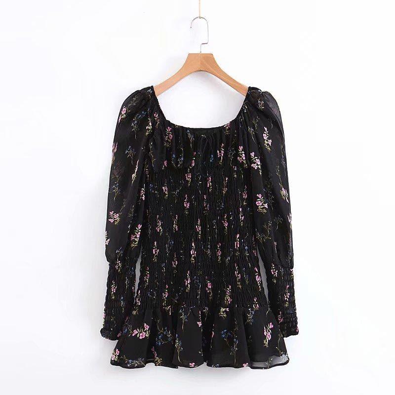 puffed long sleeve mini dress