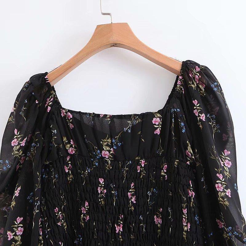 puffed long sleeve mini dress