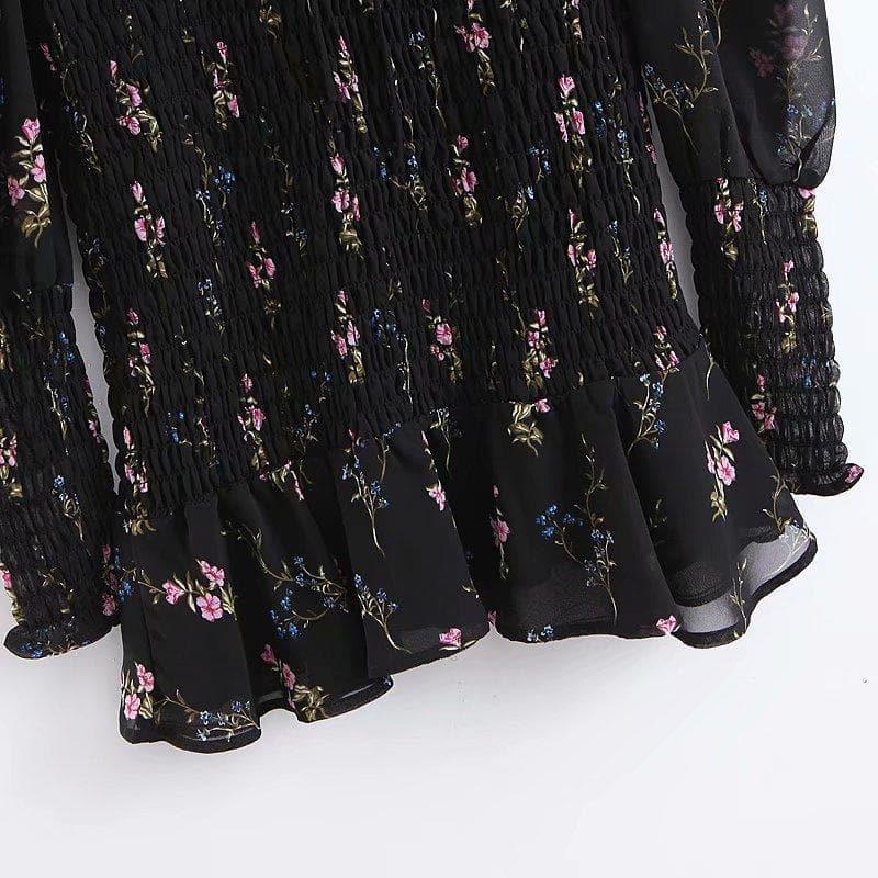 puffed long sleeve mini dress