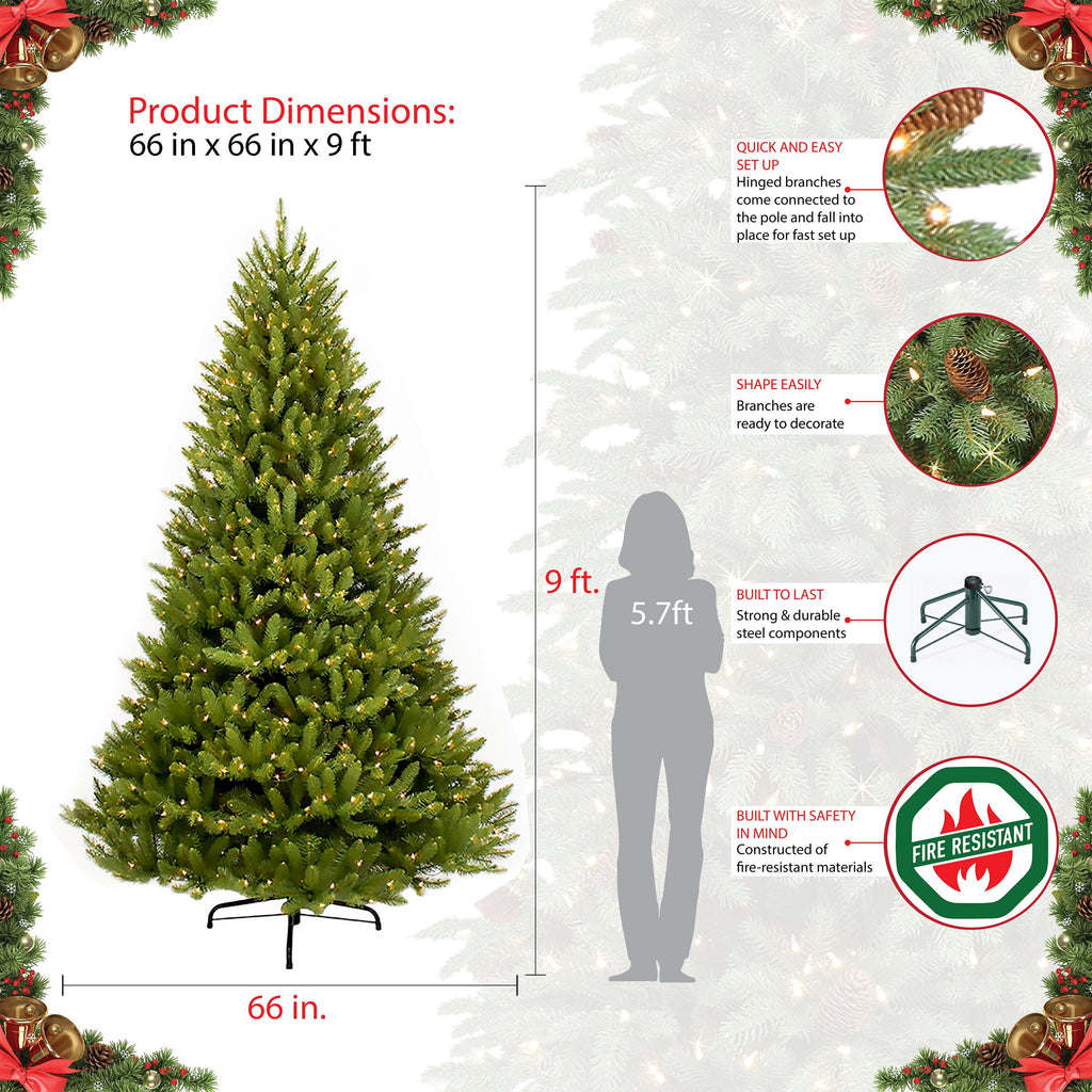 Puleo International 9' Pre-Lit Fraser Fir Artificial Christmas Tree with 1000 Clear UL Listed Lights