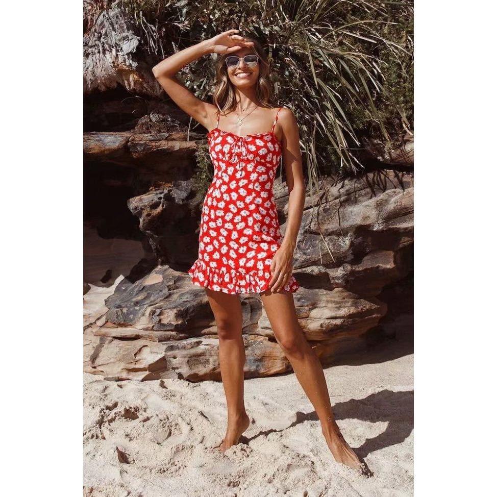floral printed sleeveless mini dress