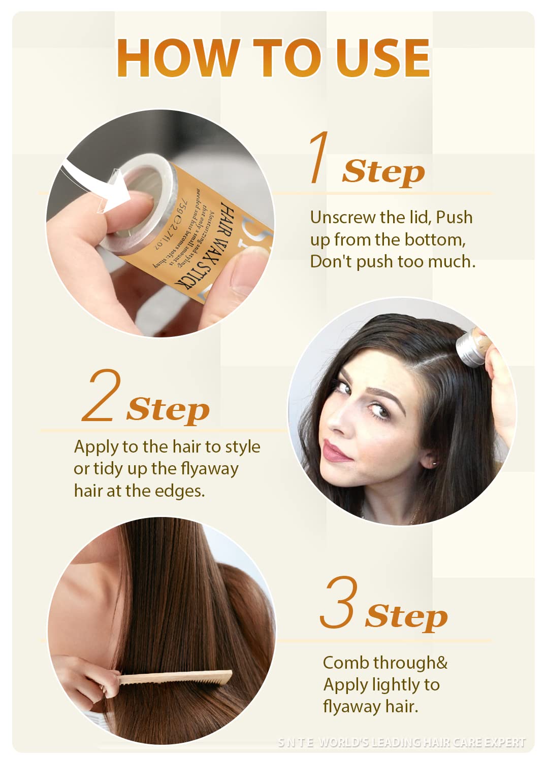 Samnyte Hair Wax Stick, Wax Stick for Hair Slick Stick, Hair Wax Stick for Flyaways Hair Gel Stick Non-greasy Styling Cream for Fly Away &amp; Edge Control Frizz Hair 2.7 Oz