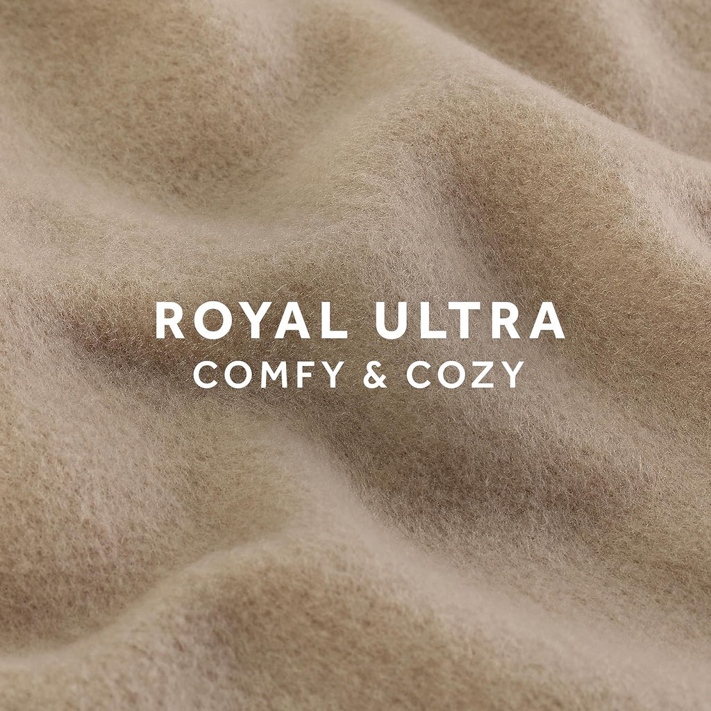Sunbeam Royal Ultra Fleece Heated Electric Blanket King Size, 90" x 100", 12 Heat Settings, 12-Hour Selectable Auto Shut-Off, Fast Heating, Machine Washable, Warm and Cozy, Mushroom