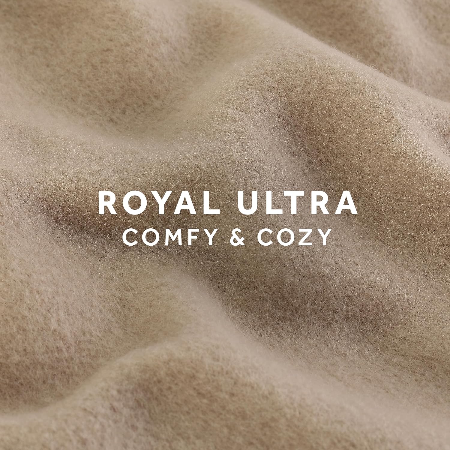 Sunbeam Royal Ultra Fleece Heated Electric Blanket King Size, 90" x 100", 12 Heat Settings, 12-Hour Selectable Auto Shut-Off, Fast Heating, Machine Washable, Warm and Cozy, Mushroom