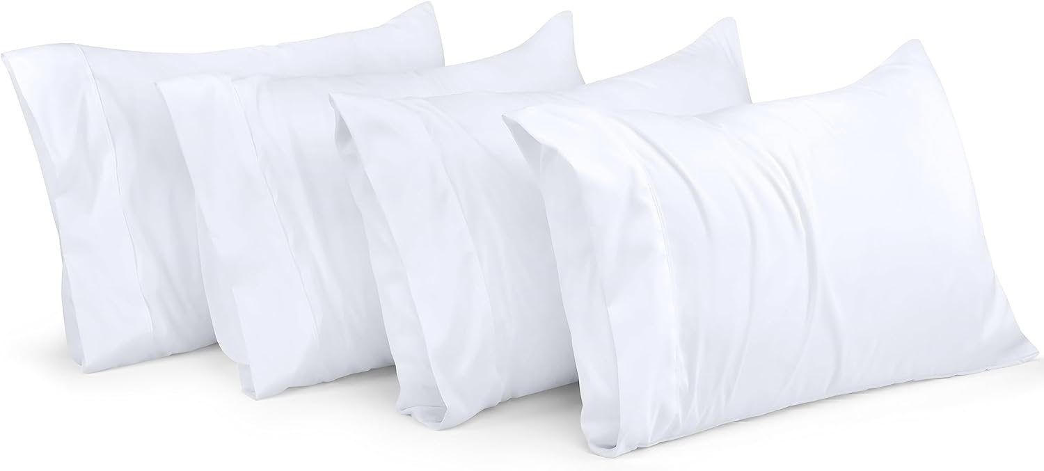 Utopia Bedding Queen Pillowcases - 4 Pack - Envelope Closure - Soft Brushed Microfiber Fabric - Shrinkage and Fade Resistant Pillow Covers Queen Size 20 X 30 Inches (Queen, White)