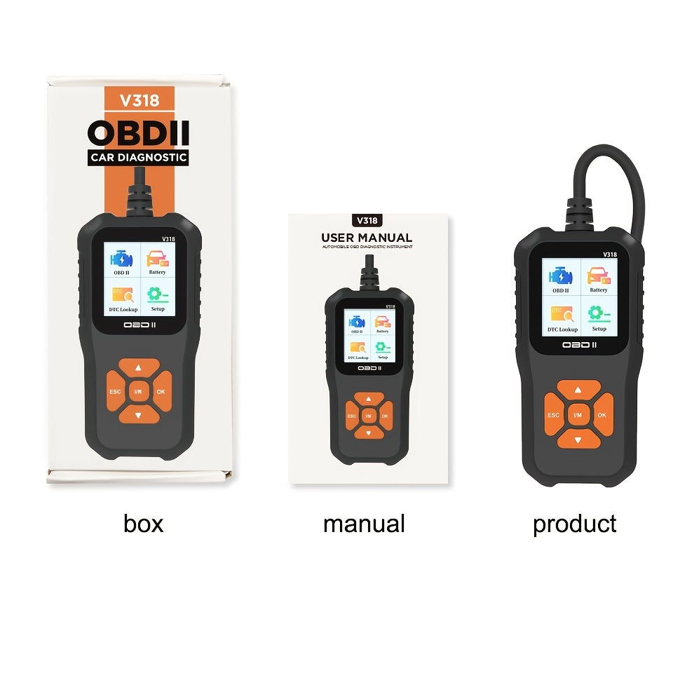 Car OBD2 Scanner Check Engine Light Fault Code Reader Battery VoltaRead Tool For All OBD II Protocol Vehicles Since 1996 Color Screen V318