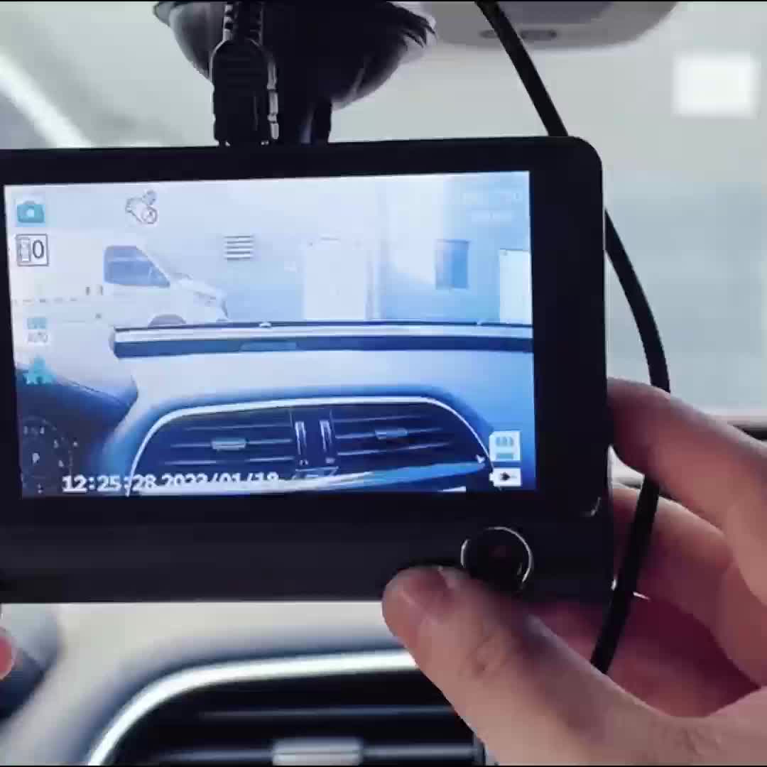 3 Lens Dash Camera, 4'' Touch IPS Screen Car Video Recorder, 1080P +720P+720P