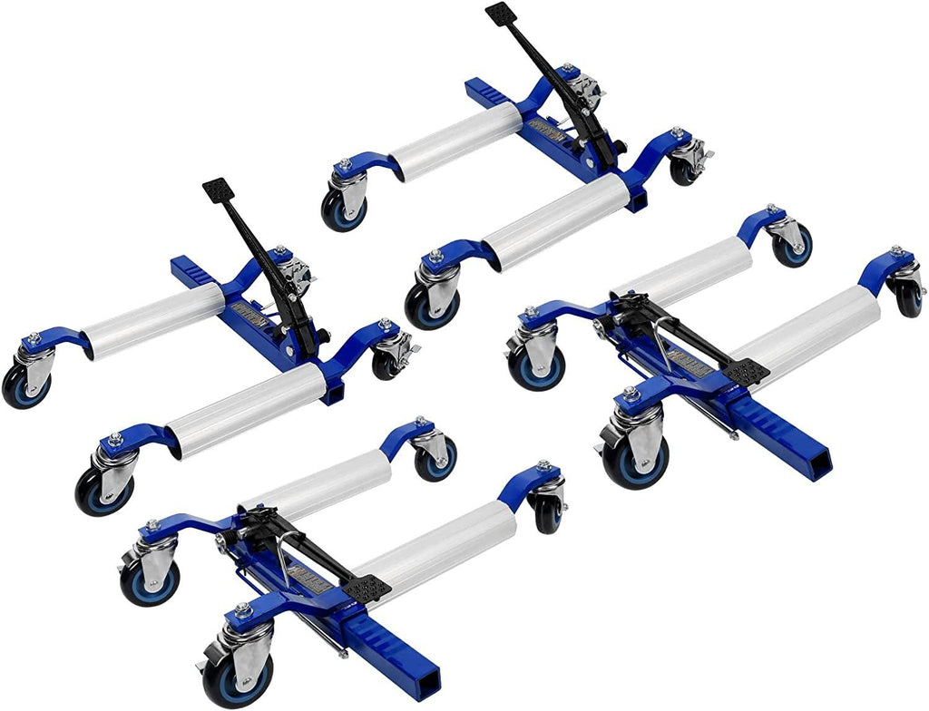 WEIZE Car Wheel Dolly, Heavy Duty Self Loading Dolly with Ratcheting Foot Pedal, 1300lbs Capacity, Set of 4