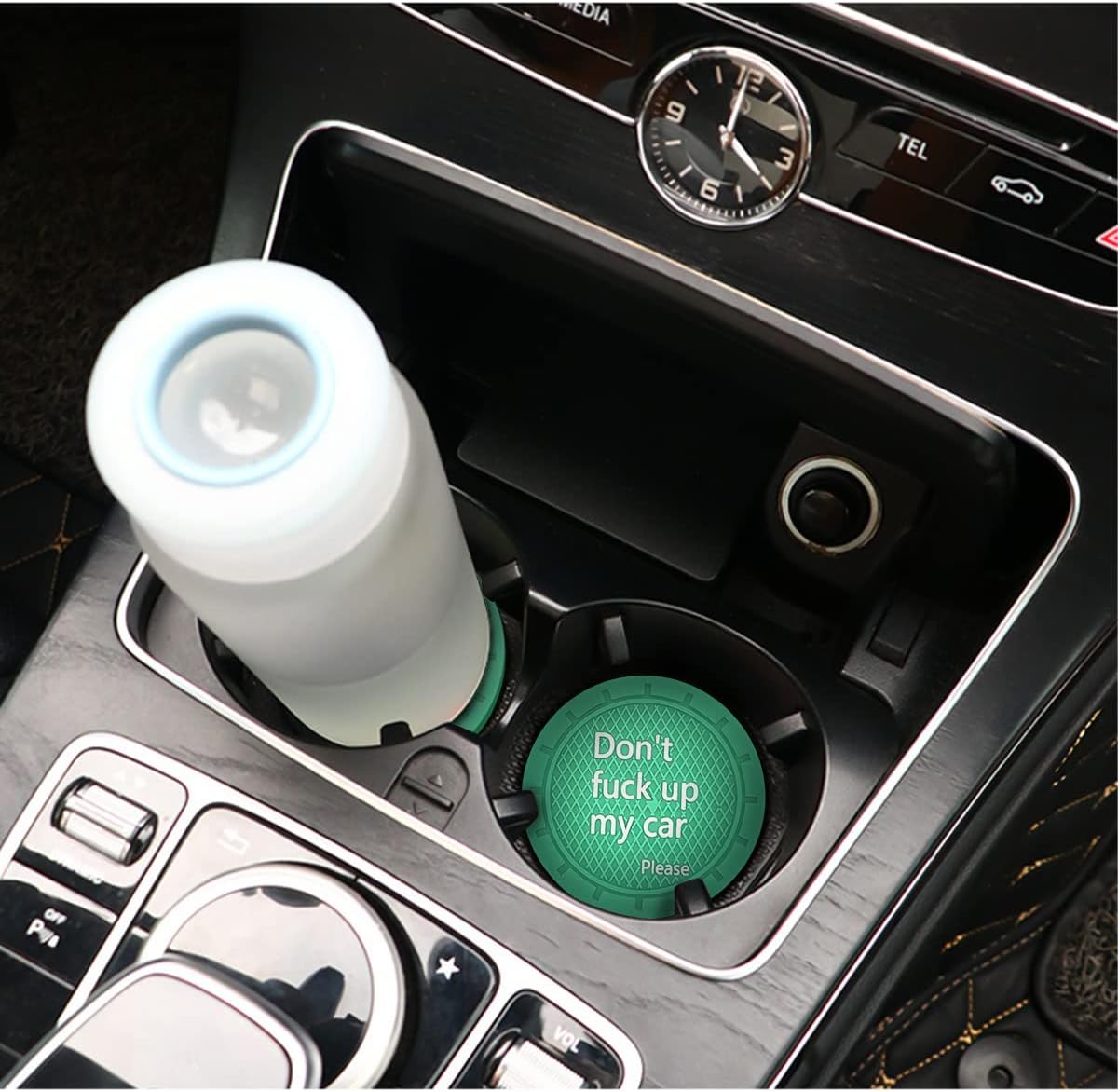 8sanlione Car Cup Coaster, 4Pcs 2.75 Inch Auto Cup Holder Insert Coasters, Anti-Slip Waterproof Embedded Drink Mat, Automotive Interior Accessories for Men and Women (D Light Green/4PCS)