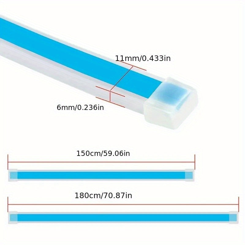 1.5M/70.87in Car LED Hood Light Universal Daytime Running Light Flexible Scan Light Strip Car Decoration Atmosphere Light White Ice Blue Waterproof