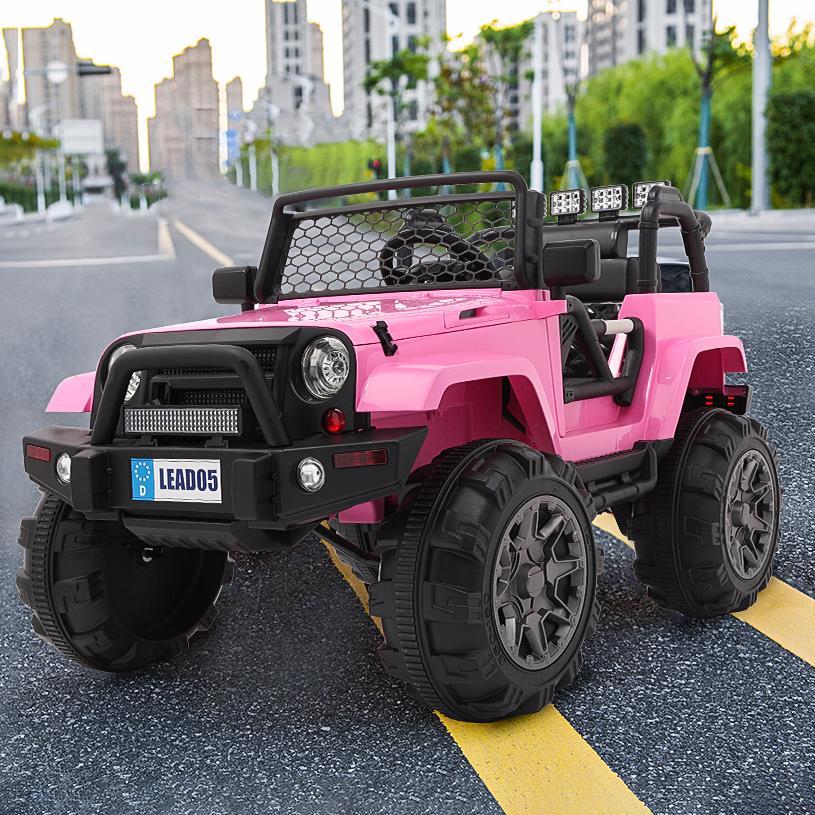 Ktaxon Kids Ride On Car Electric Double Drive 12V Battery Motorized Vehicles Children's Best Toy Car Safe w/ Remote Control, 3 Speeds, MP3 Player, AUX/ USB / TF Cards, Seat Belts, LED Lights - Pink