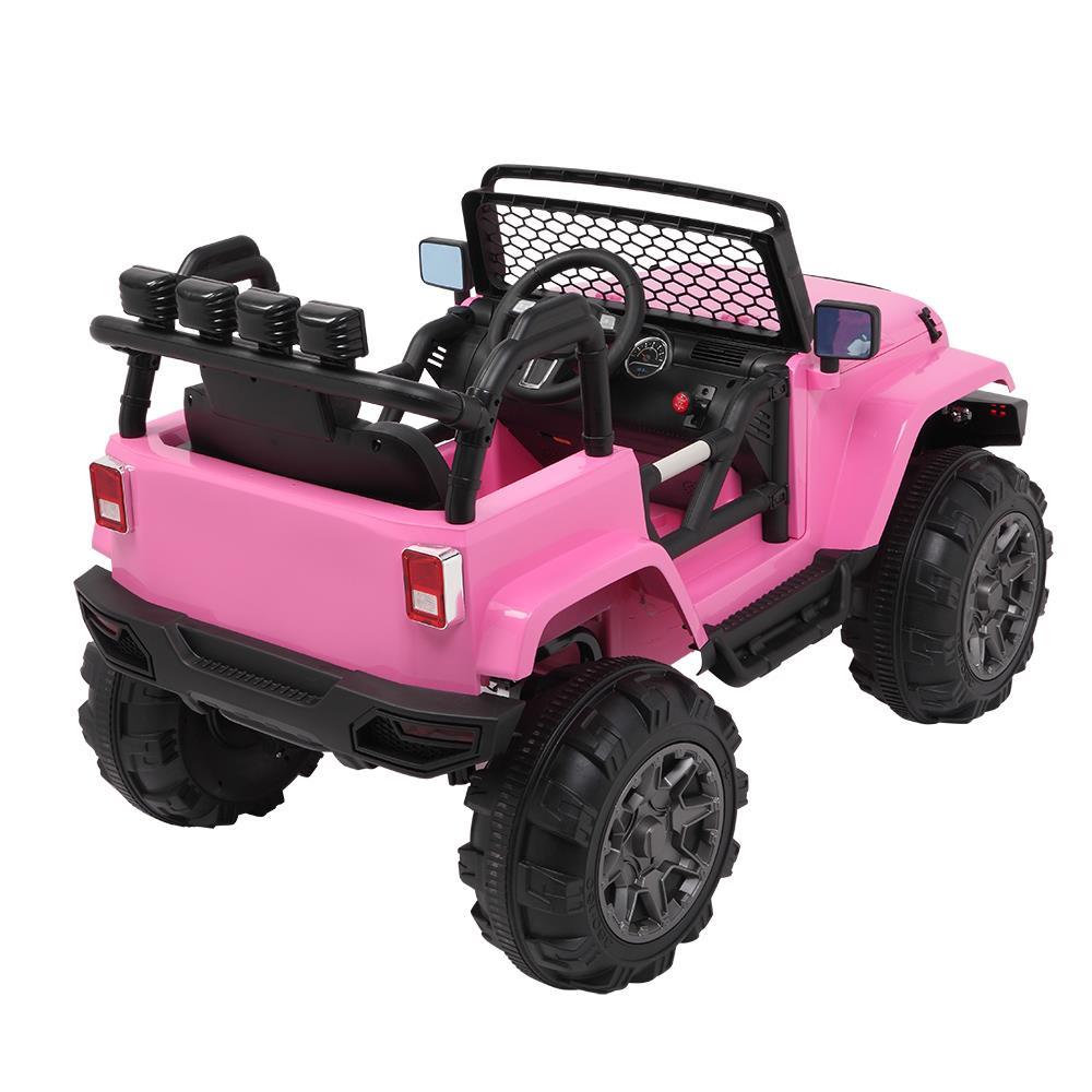 Ktaxon Kids Ride On Car Electric Double Drive 12V Battery Motorized Vehicles Children's Best Toy Car Safe w/ Remote Control, 3 Speeds, MP3 Player, AUX/ USB / TF Cards, Seat Belts, LED Lights - Pink