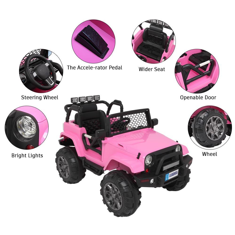 Ktaxon Kids Ride On Car Electric Double Drive 12V Battery Motorized Vehicles Children's Best Toy Car Safe w/ Remote Control, 3 Speeds, MP3 Player, AUX/ USB / TF Cards, Seat Belts, LED Lights - Pink
