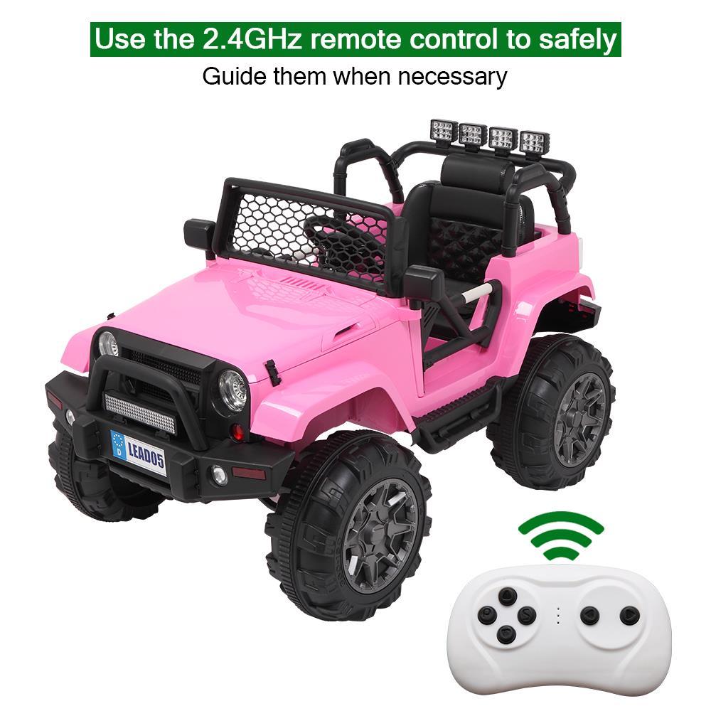 Ktaxon Kids Ride On Car Electric Double Drive 12V Battery Motorized Vehicles Children's Best Toy Car Safe w/ Remote Control, 3 Speeds, MP3 Player, AUX/ USB / TF Cards, Seat Belts, LED Lights - Pink