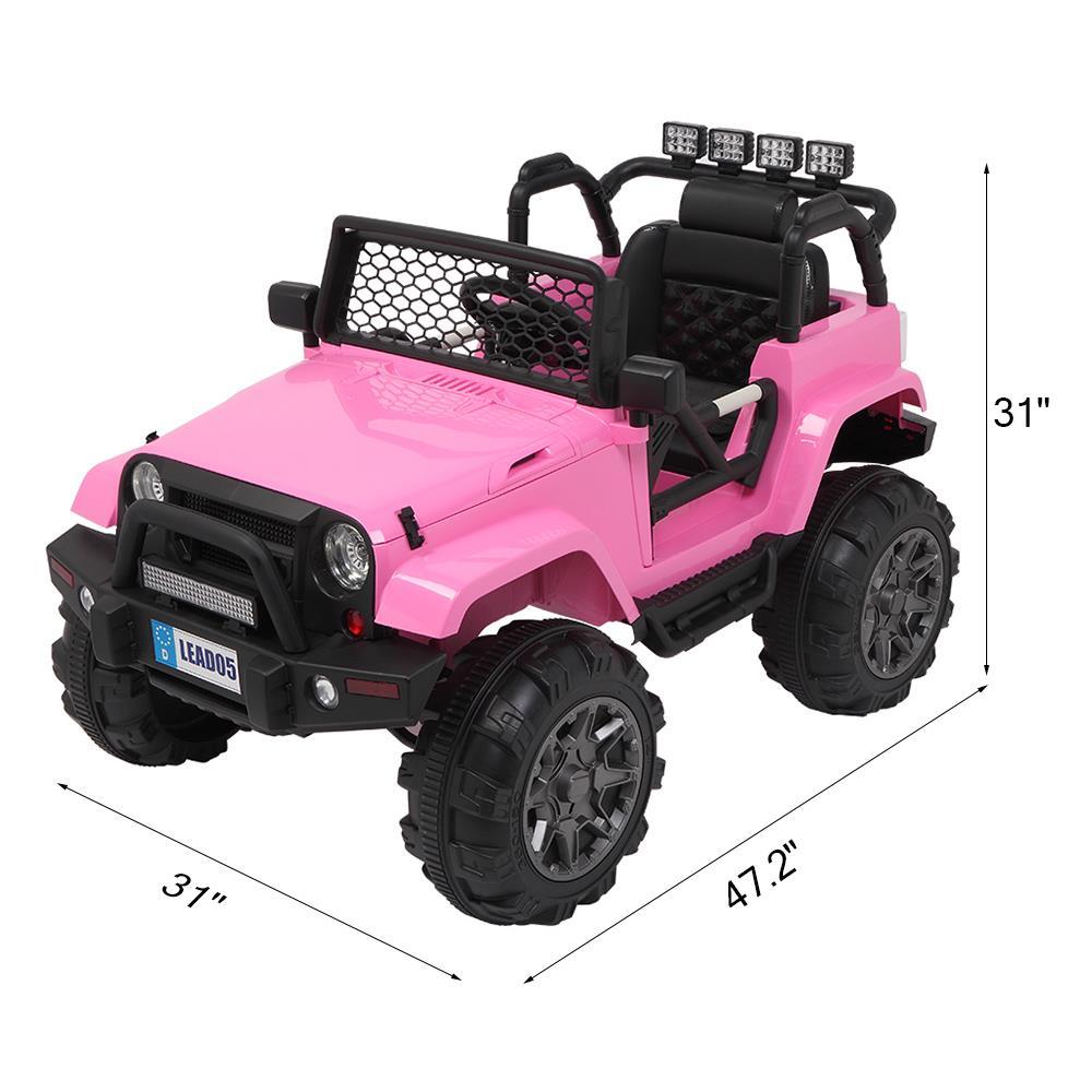 Ktaxon Kids Ride On Car Electric Double Drive 12V Battery Motorized Vehicles Children's Best Toy Car Safe w/ Remote Control, 3 Speeds, MP3 Player, AUX/ USB / TF Cards, Seat Belts, LED Lights - Pink