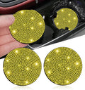 NBTEPEM 2pcs Bling Car Cup Holder Coaster, 2.75 inch Anti-Slip Shockproof Universal Fashion Car Coasters Insert Bling Crystal Rhinestone Automotive Interior Accessories for Women (2 pcs, Yellow)