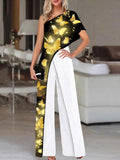 Women's Butterfly Gold Printed Jumpsuit