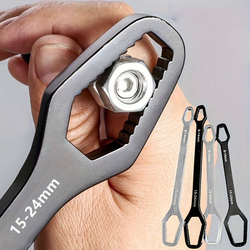 1pc Universal Double Ended Wrench, Self-Tightening 8-22mm Screw Nuts Repair Wrench, Double-Headed Ratchet Spanner, Adjustable Torx Spanner