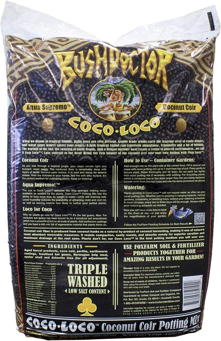 FoxFarm FX14100 Bush Doctor Coco Loco Plant Garden Indoor/Outdoor Potting Soil Mix for Plants, 2 Cubic Feet (2 Pack)