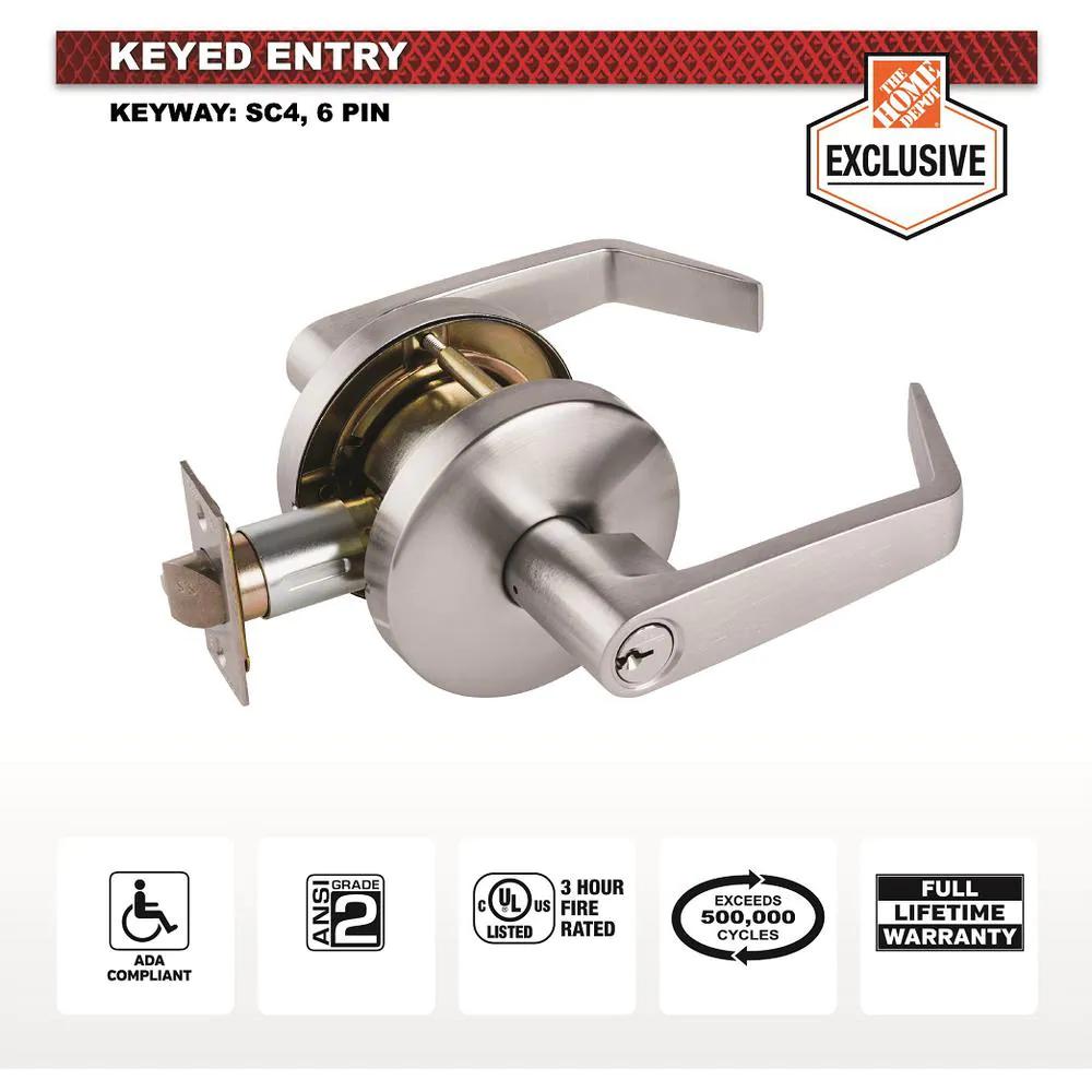 Commercial 2-3/4 in. Satin Chrome Heavy-Duty Keyed Entry Door Lever