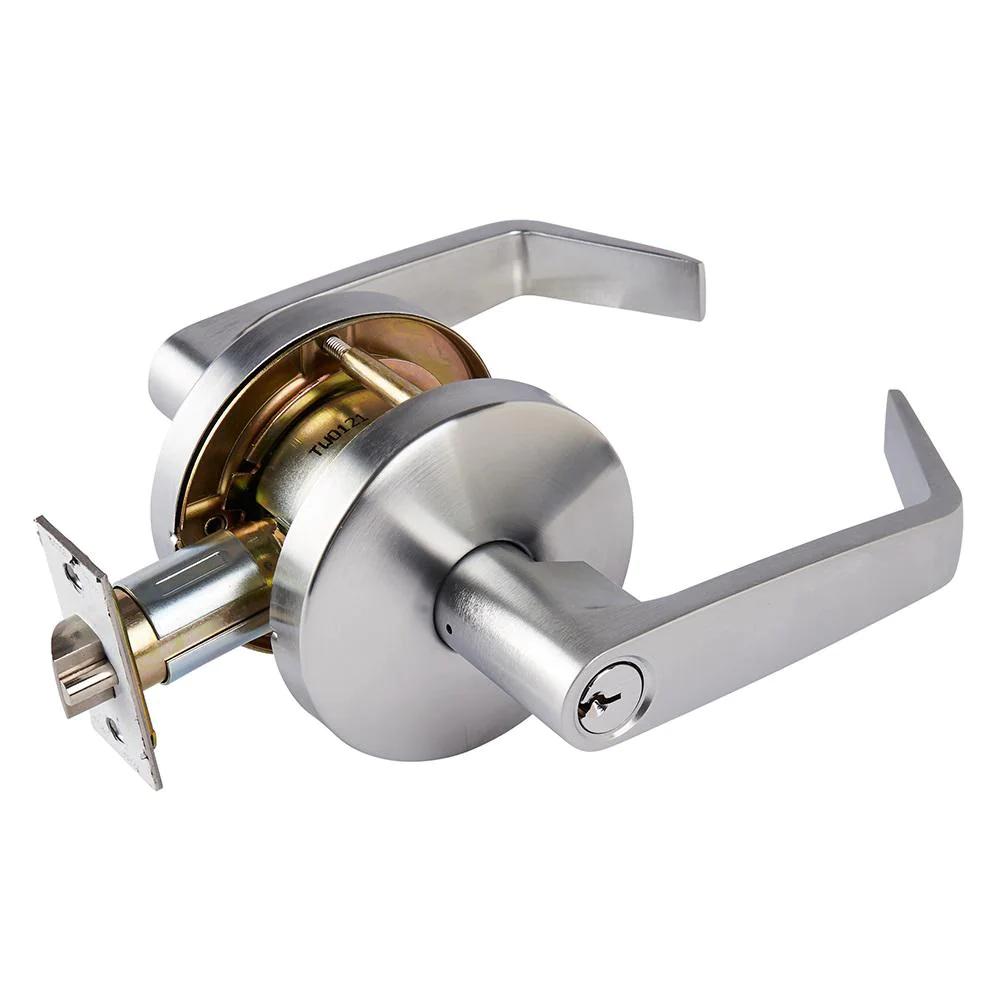 Commercial 2-3/4 in. Satin Chrome Heavy-Duty Keyed Entry Door Lever