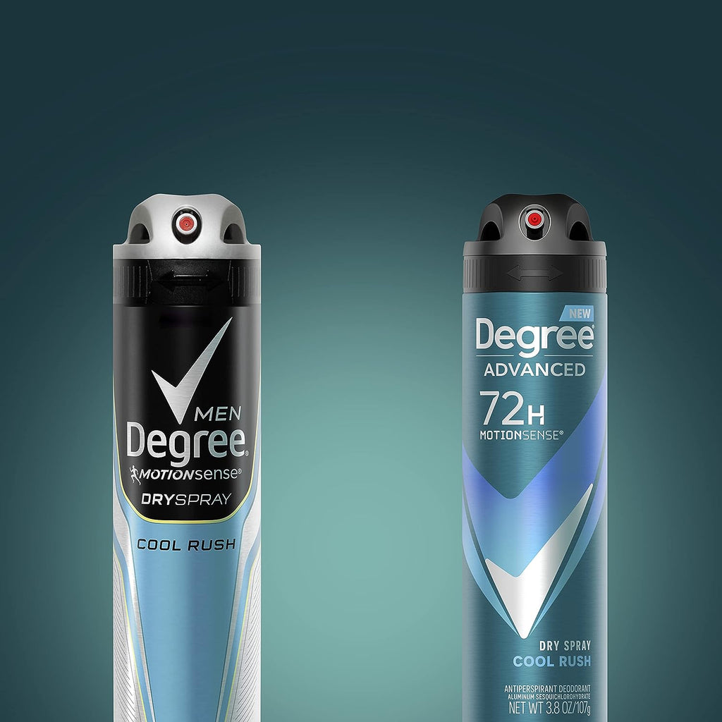 Degree Men Advanced Antiperspirant Deodorant Dry Spray Cool Rush, Pack of 12, 72-Hour Sweat and Odor Protection Deodorant for Men With MotionSenseTechnology 3.8 oz
