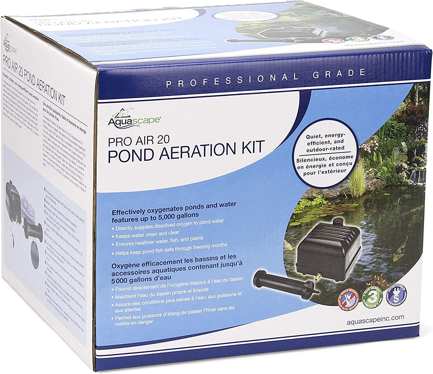 Aquascape Pro Air 20 Pond Aerator and Aeration Kit with Tubing and Self-Cleaning Diffuser, Out-door Rated| 61009