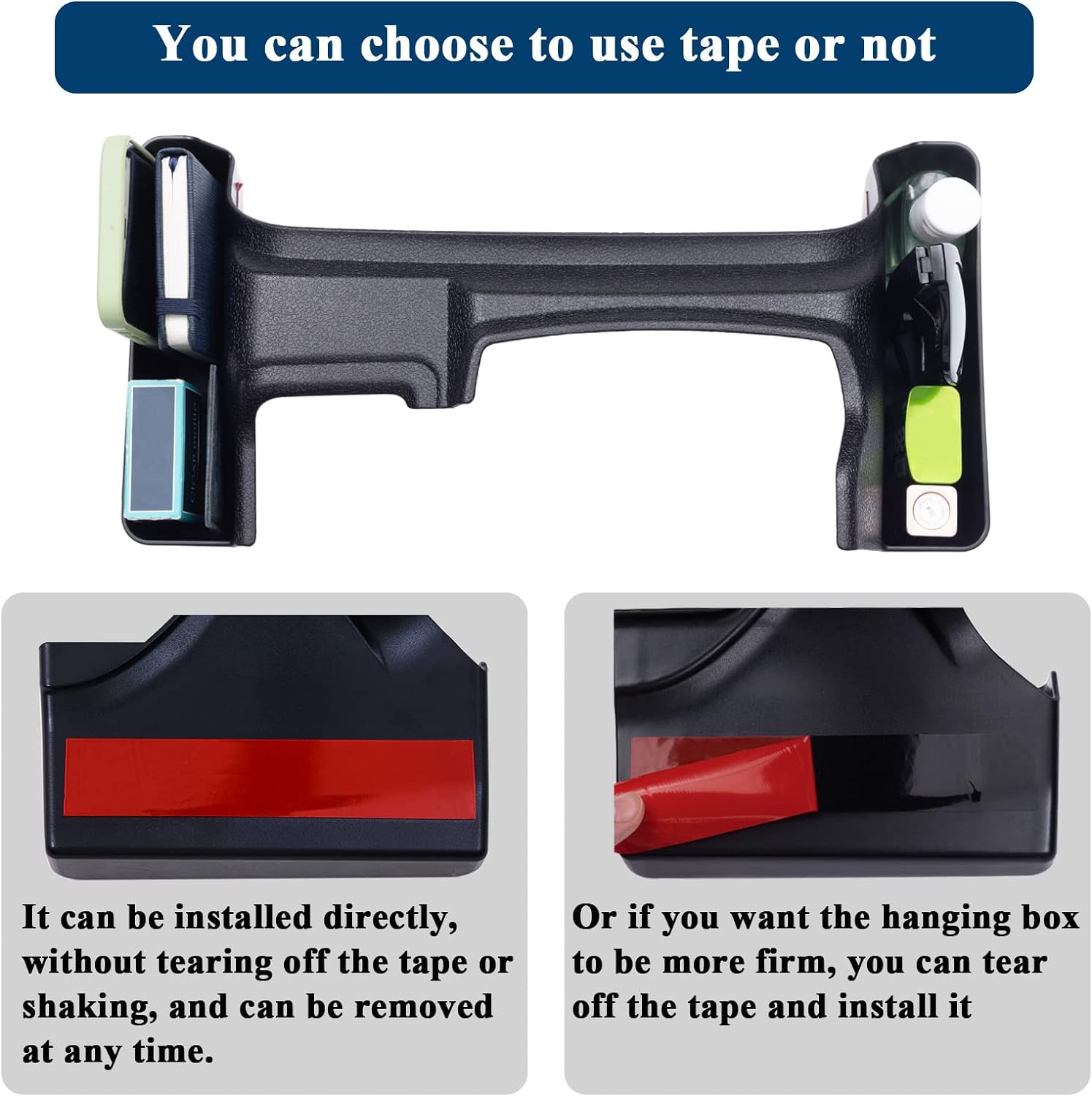 3PCS Center Console Organizer Tray Box Compatible with 2018-2024 Wrangler and 2020-2023 Gladiator Gear Shift Organizer Armrest Accessories Hanging Box（Not for JK/JKU）