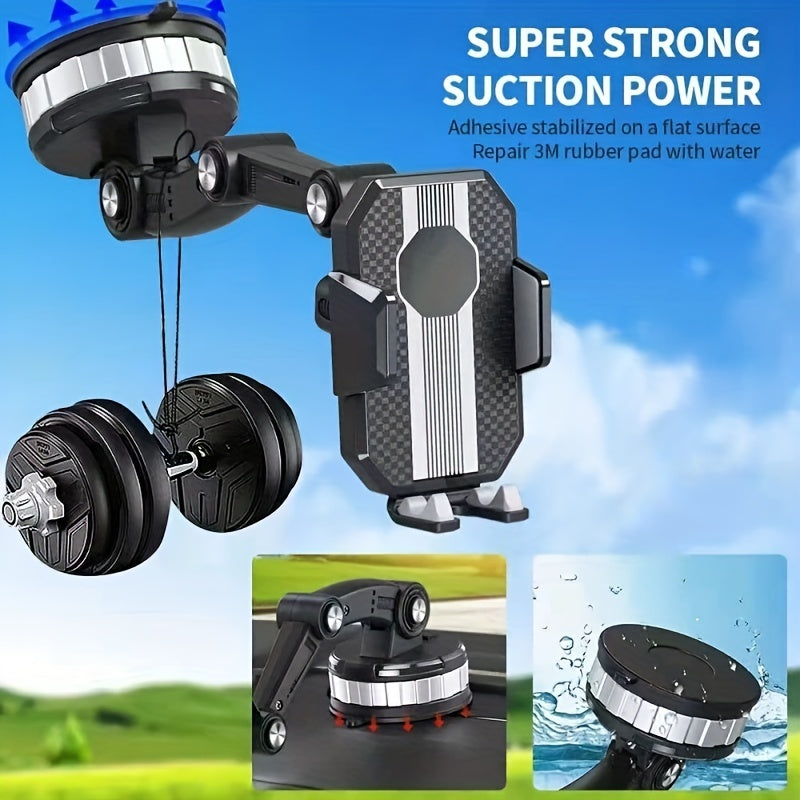 Multifunctional Mobile Phone Holder 360 Retractable Rotary Adjustment Universal Car Phone Bracket Fixed Shockproof Mobile Stand Big Support LarTruck Interior Washable Strong Sticky Gel Pad