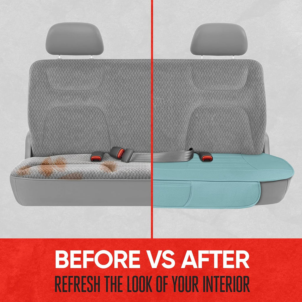 Motor Trend Seat Cover for Cars Trucks SUV, Faux Leather Rear Bench Mint Padded Car Seat Cover with Storage Pockets, Premium Interior Car Seat Cover