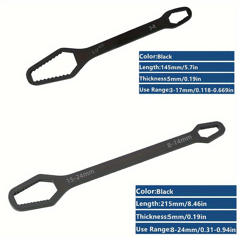 1pc Universal Double Ended Wrench, Self-Tightening 8-22mm Screw Nuts Repair Wrench, Double-Headed Ratchet Spanner, Adjustable Torx Spanner