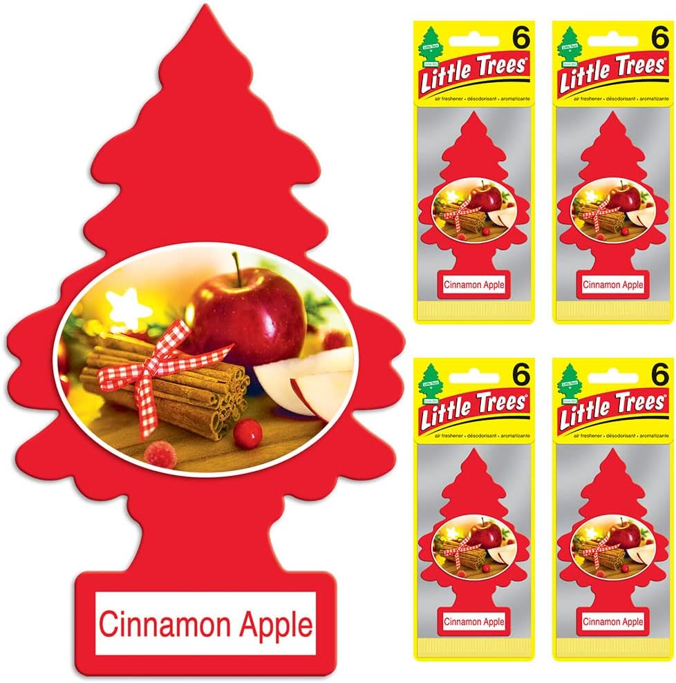 LITTLE TREES Air Fresheners Car Air Freshener. Hanging Tree Provides Long Lasting Scent for Auto or Home. Cinnamon Apple, 24 Air Fresheners