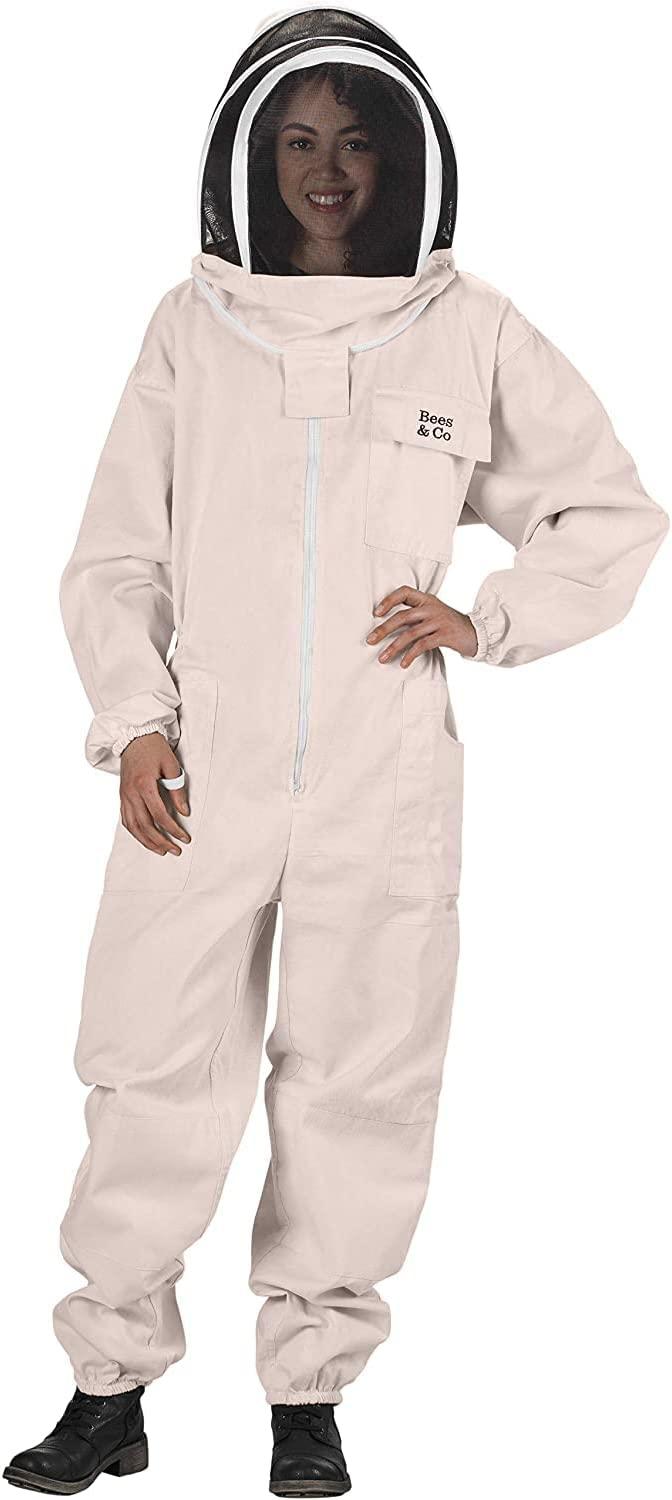 Bees & Co U74 Natural Cotton Beekeeper Suit with Fencing Veil