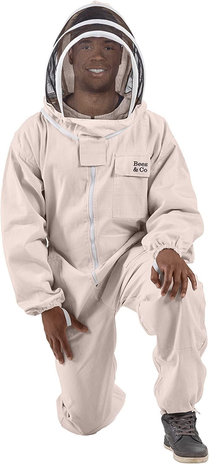 Bees & Co U74 Natural Cotton Beekeeper Suit with Fencing Veil
