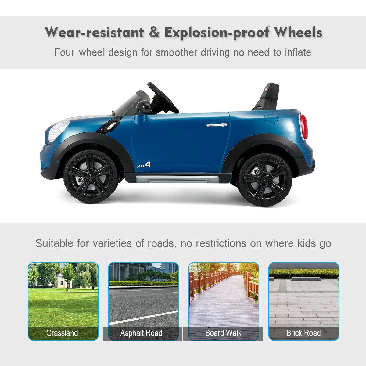 12V Electric Mini Countryman Licensed Kids Ride On Car Remote Controller Blue