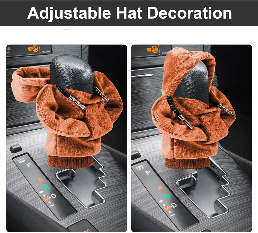ZHSMS Gear Shift Cover, Universal Shift Knob Cover, Funny Sweater Hoodie for Gearshift, 4.7 Inch Car Shifter Stick Protector Decoration(Khaki)