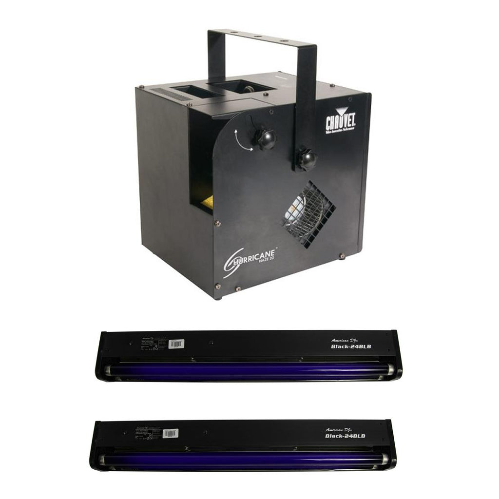 Chauvet DJ Hurricane Haze 2D Smoke/Fog Machine w/ Remote & Black Light (2 Pack)