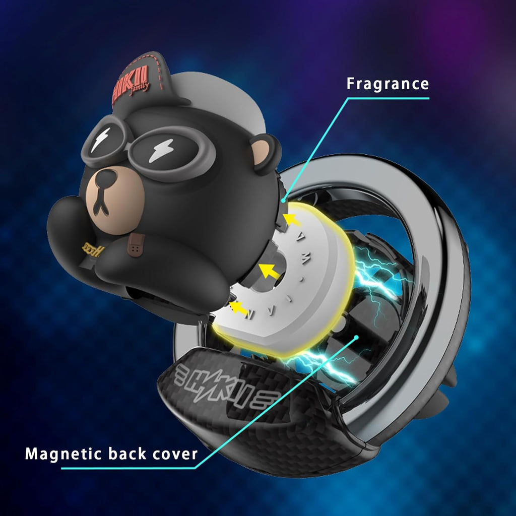 Cacacece Car Air Fresheners Cute Bear Car Voice-Activated Rhythm LED Light Automotive Air Outlet Creative Perfume Aromatherapy Decoration Accessories Air Fresheners for Cars