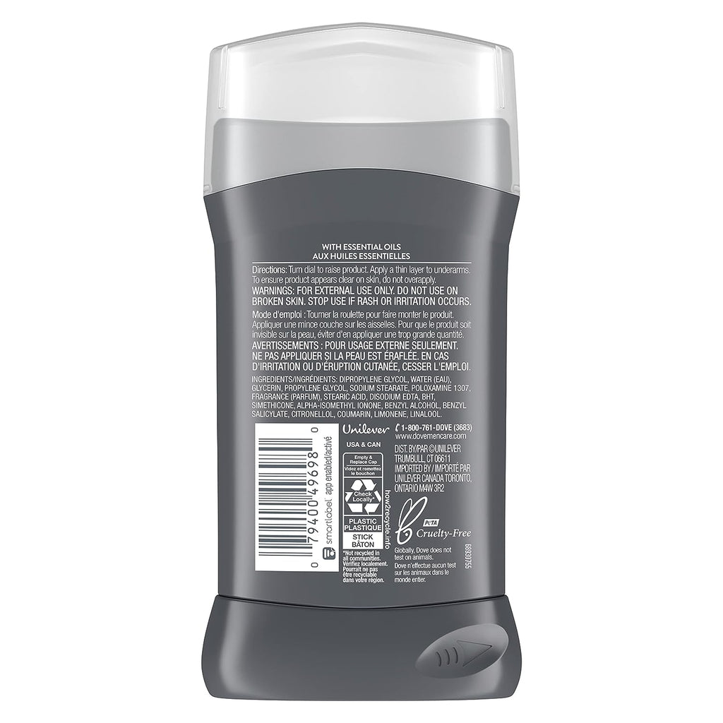 Dove Men+Care Deodorant Stick for Men Midnight Classico 3 Count Aluminum Free 72-Hour Odor Protection Mens Deodorant With Essential Oils &amp; 1/4 Moisturizing Cream 3oz