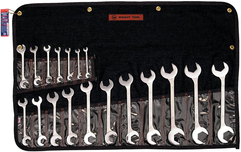 Wright Tool 732 Open End, Double Angle 15 and 60 Degrees (18-Piece)